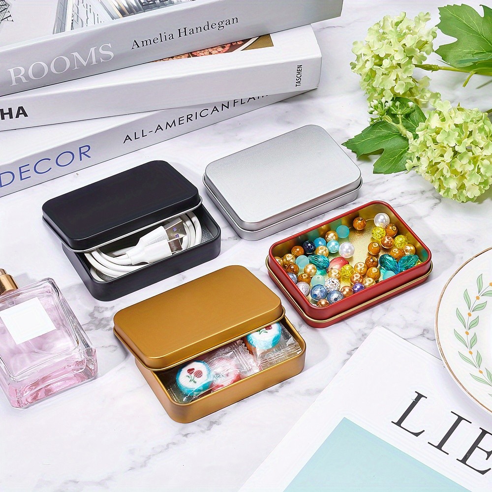 1set 8pcs Tinplate box Bead Storage Containers Storage box Rectangle Mixed color
