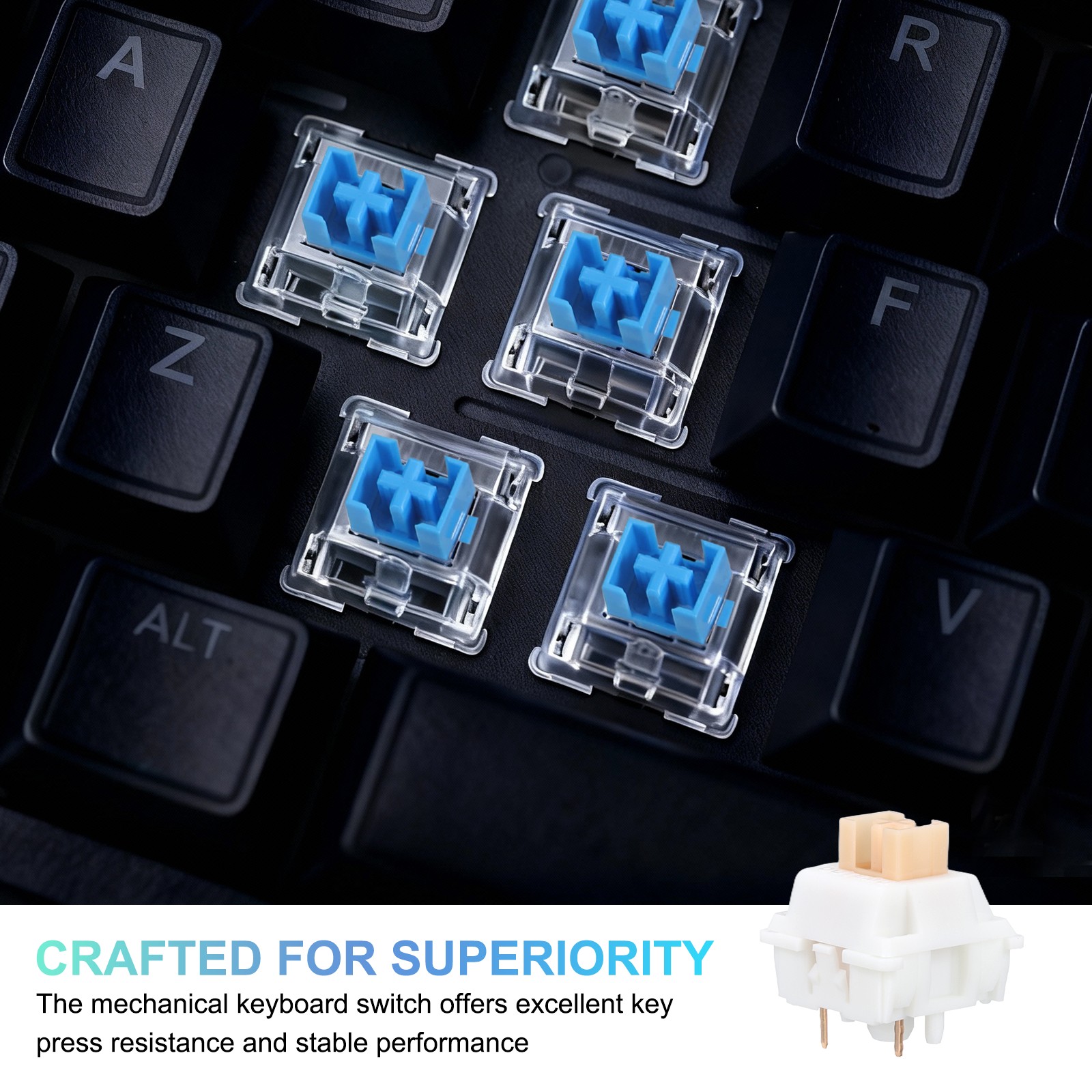 36pcs Yellow Keyboard Switches 5-Pin 50gf Linear Keyboard Switch Replacement