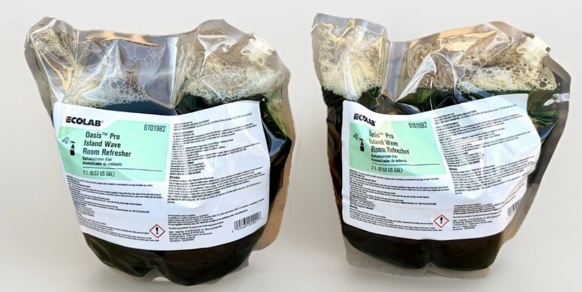 2x ECOLAB 6101982 Oasis Pro Island Wave Room Refresher 2 Liters LOT of TWO Bags!