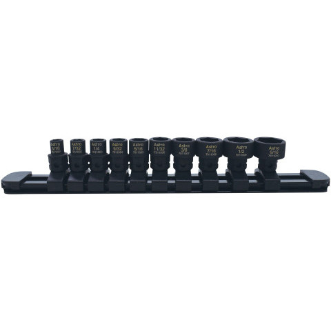 ASTRO 10-Piece 1/4” Drive Low Profile Nano Impact Sockets - SAE (78110)
