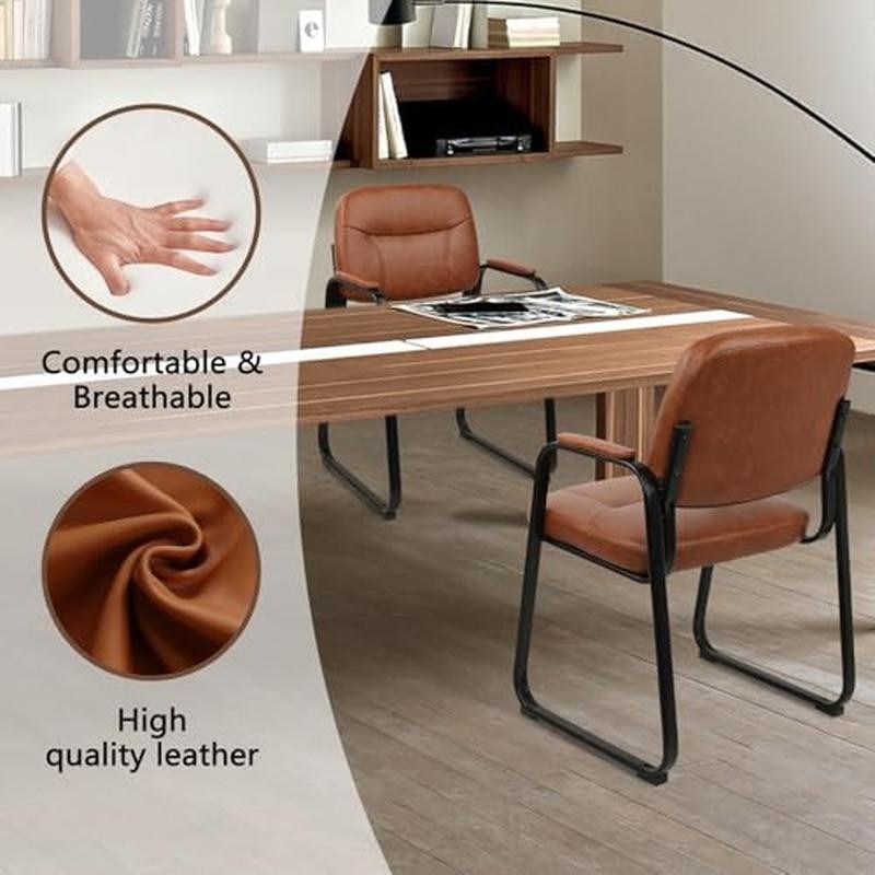 Comfortable Reception Chairs Set 2 Padded Armrest Modern Office Lobby Seating