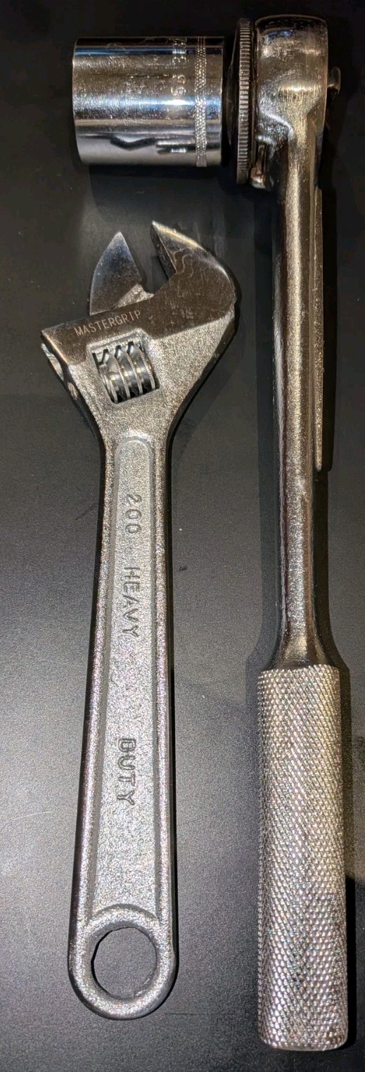 Lot of 3 ~ EASCO 1/2" Ratchet 731111, w/ 1" Socket, & 8" Adjustable Wrench