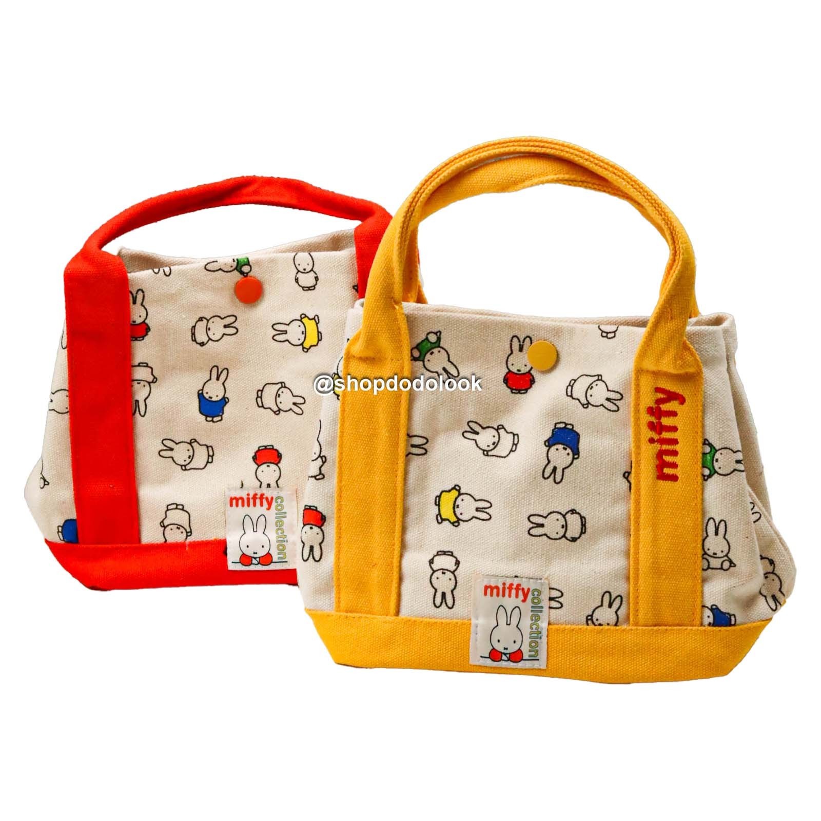 Miffy Collection Canvas Mini Tote Bag Yellow Red All-over Print Lunch Bag
