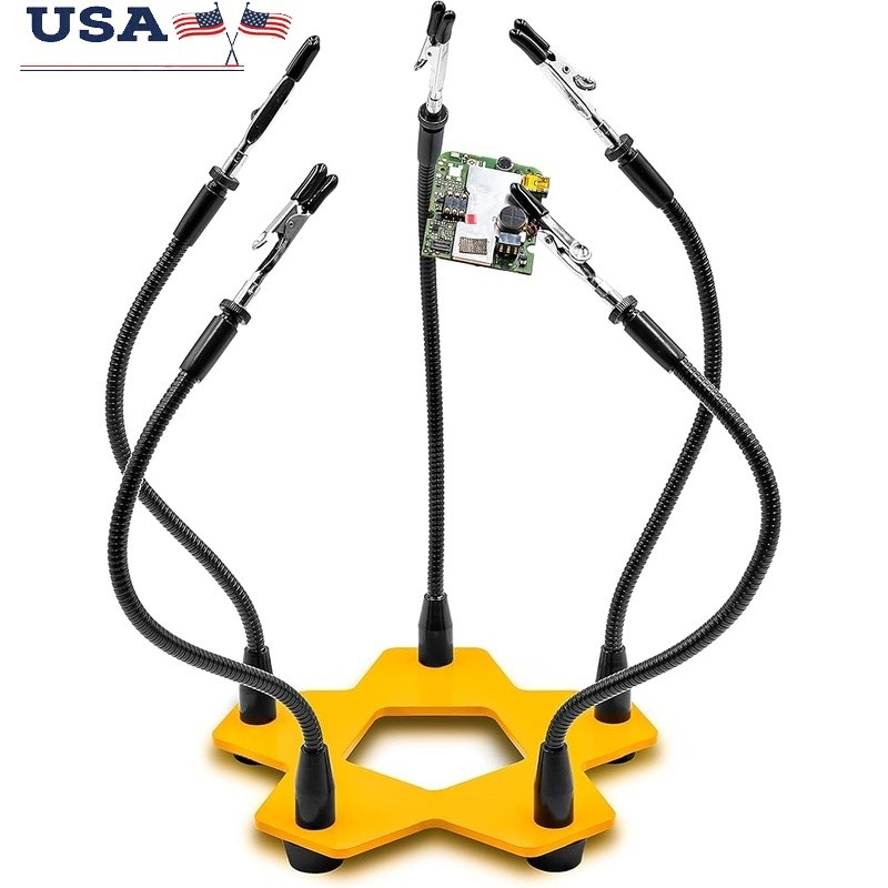 Adjustable Helping Hands Soldering Station W/ Alligator Clamps & Weighted Base
