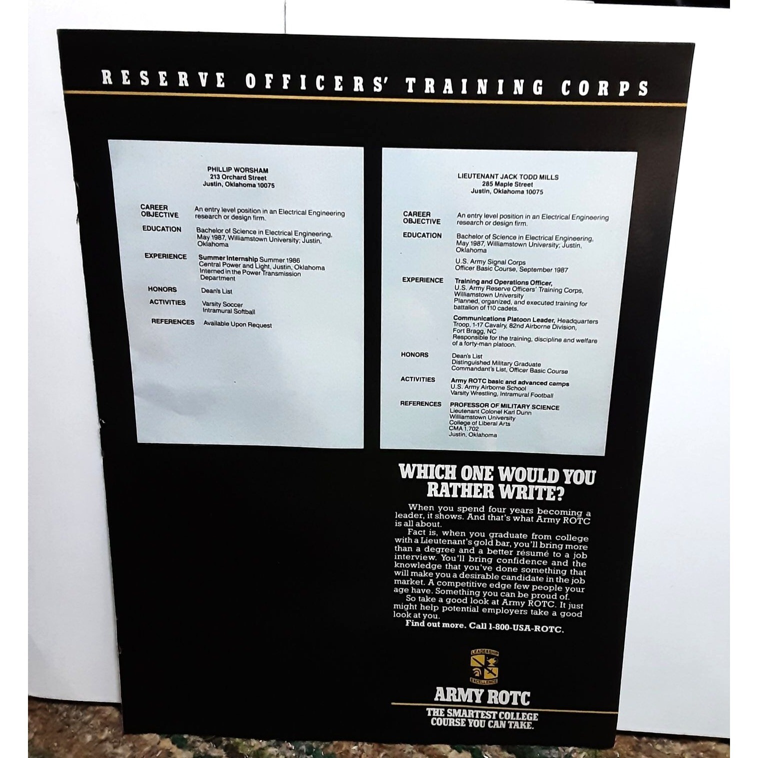 1989 Army Rotc Smartest College Course Original Print ad 80s