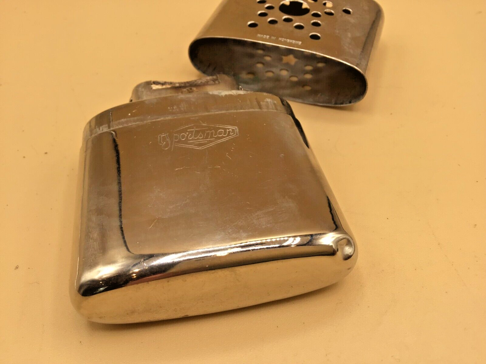 Vintage Sportsman Chrome Metal Pocket Hand Warmer Made in Hong Kong