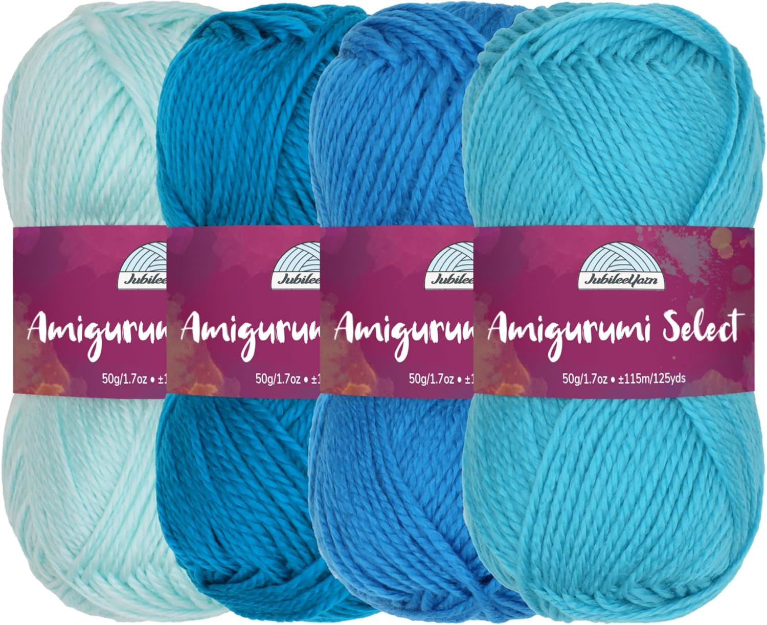 Jubileeyarn Amigurumi Select Yarn - Baby Acrylic - Shades of Blue - 4 Skeins