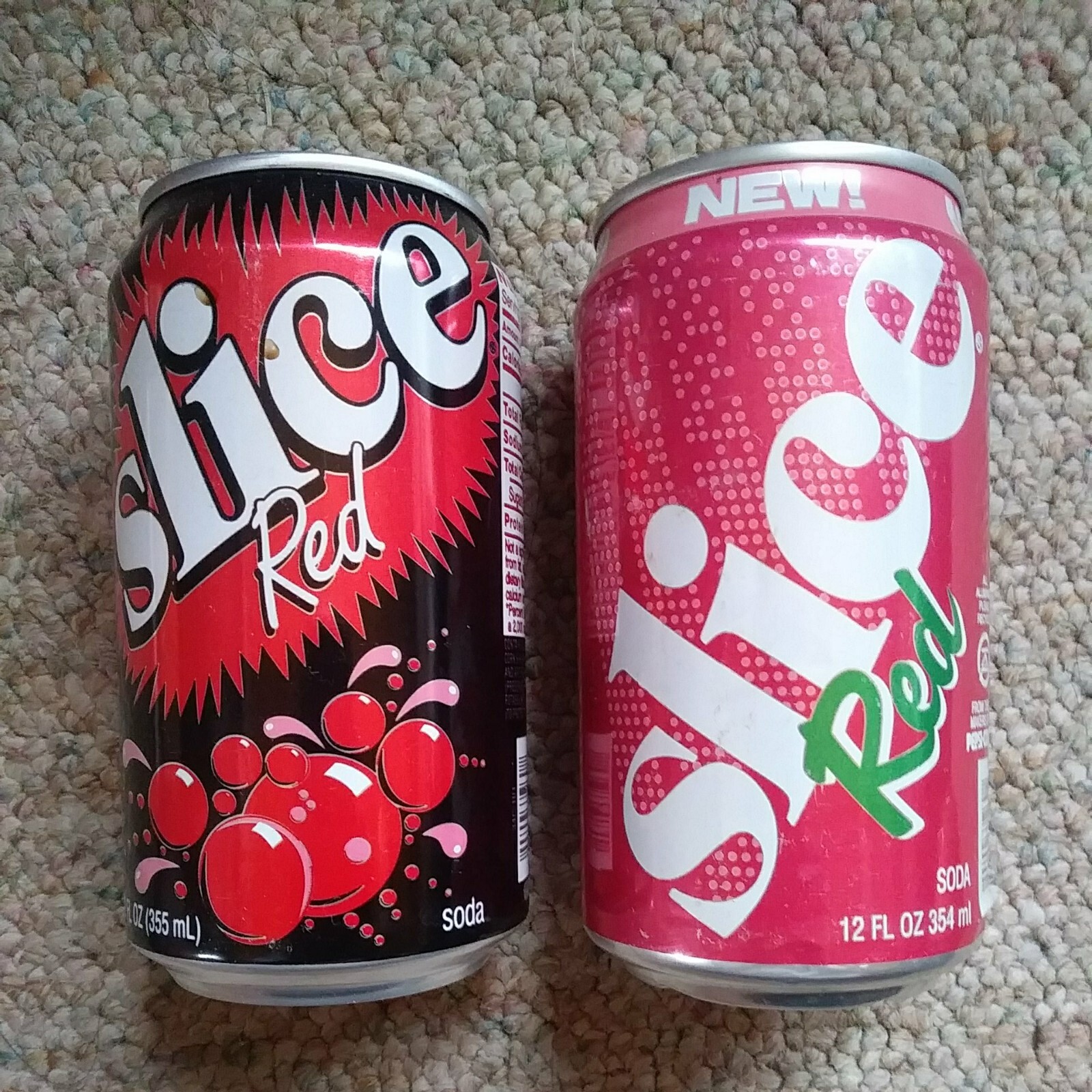 2 DIFFERENT Vintage VERY RARE Slice Soda Pop CANS - RED SODA - PEPSICO