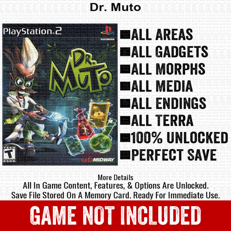 Dr. Muto 100% PS2 Memory Card All CHEATS ITEMS