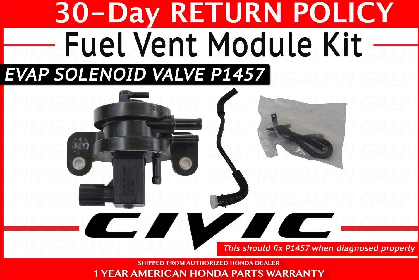 🔥NEW GENUINE HONDA CIVIC FUEL VENT MODULE KIT WITH EVAP SOLENOID VALVE P1457 🔥