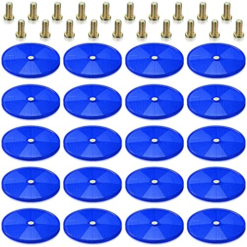 CHENGU 20 Pcs Front Reflector 3 Inch Round Safety Trailer Reflectors with Blue