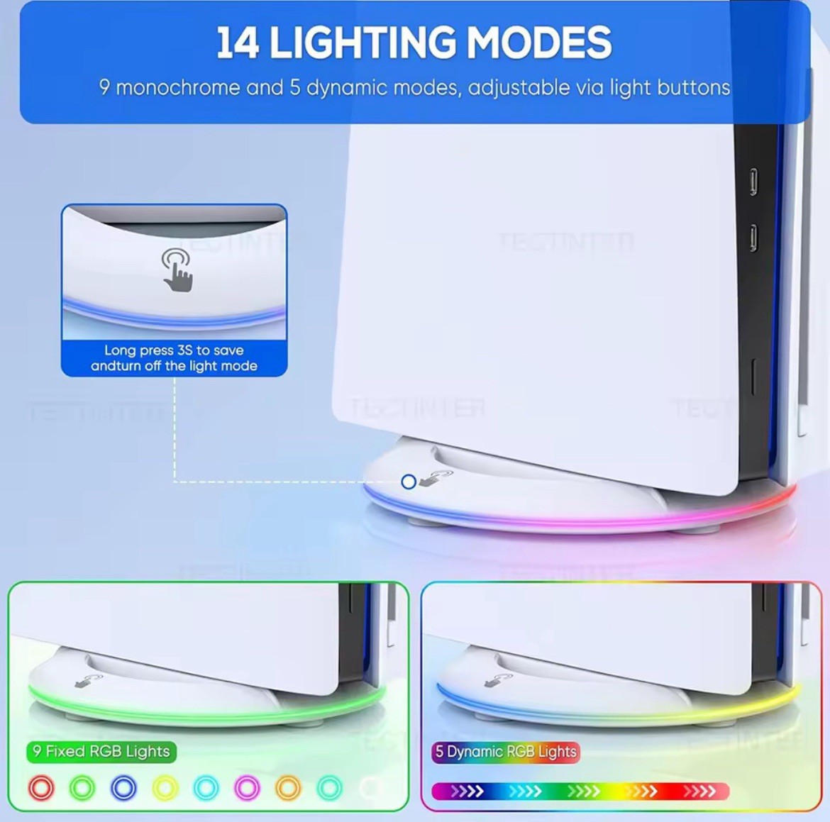 Vertical Cooling Stand with RGB Light For PS5 Slim Disc/Digital Edition Console