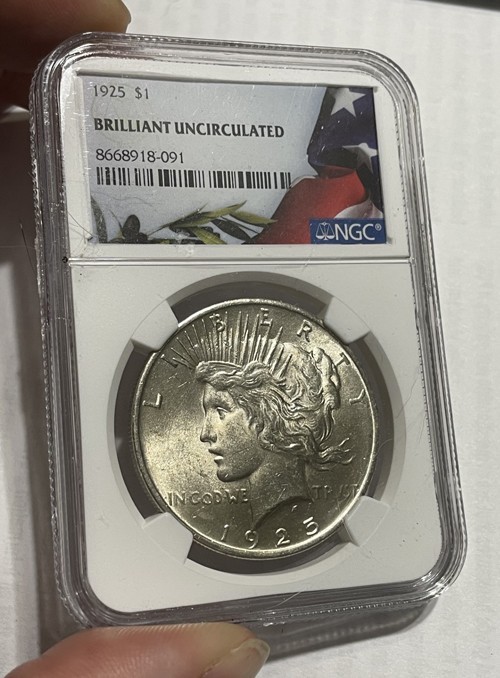 U.S. - 1925 Large Silver Peace Dollar (NGC Brilliant Uncirculated)