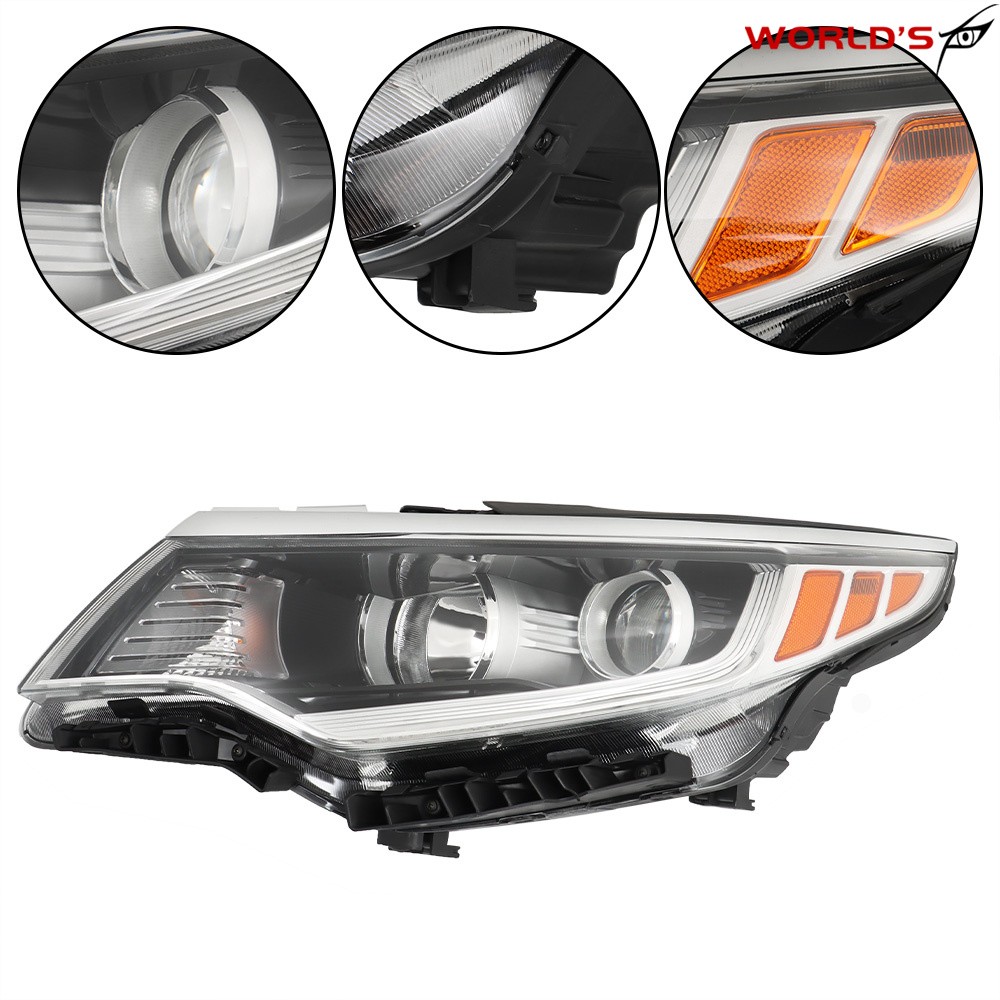 Right+Left Halogen Headlight For Kia Optima 2016-2018 w/o LED DRL Chrome Housing