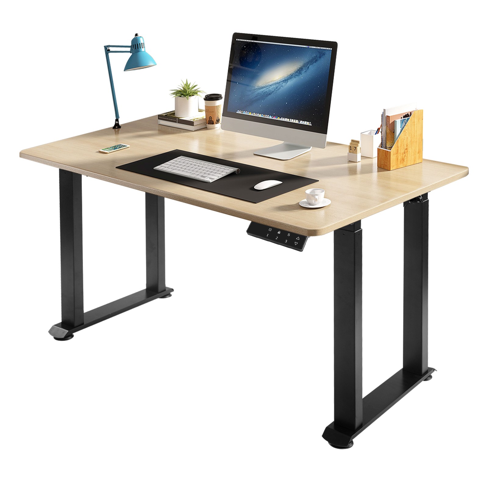 4-Leg Electric Height Adjustable Desk Frame Dual Motor LED Display Black