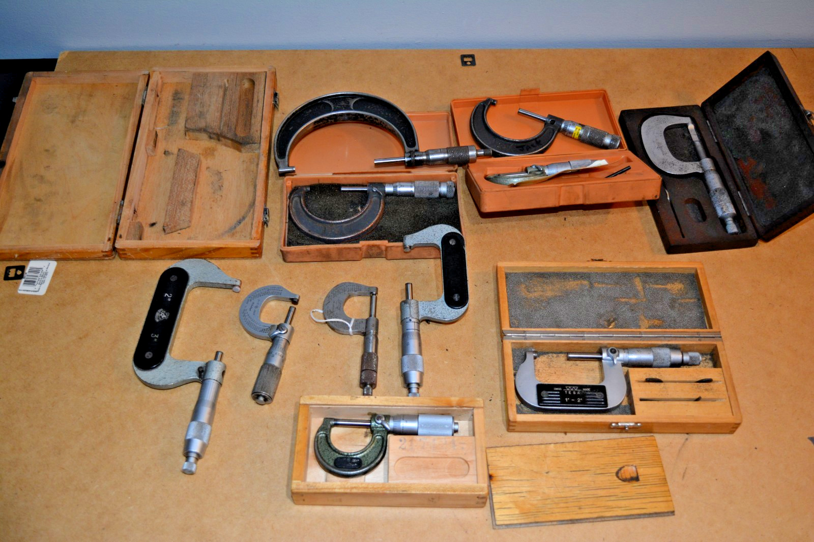 Assortment of used  Micrometers and cases. For parts and or service