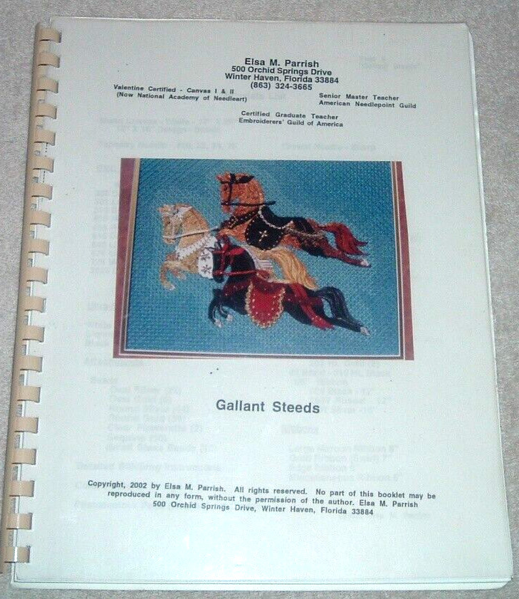 Elsa Parrish American Needlepoint Guild Pattern Book "Gallant Steeds" Horses