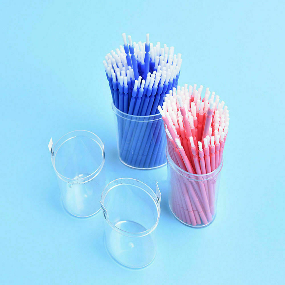 100 Pcs Dental Pink Disposable Bendable Micro Applicator Brush Long Shank Pack