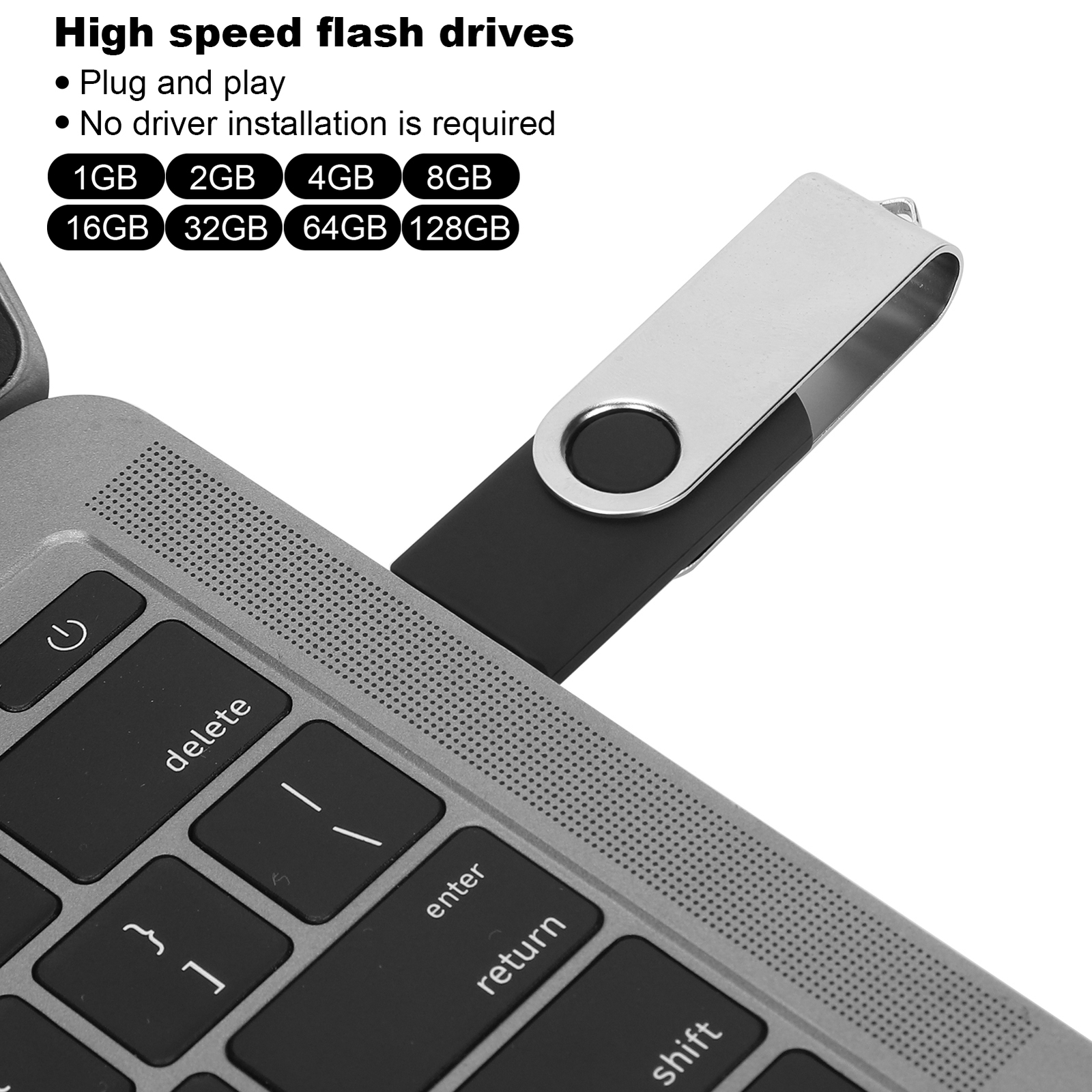 USB Flash Drive Candy Black Rotatable Portable Storage For PC T