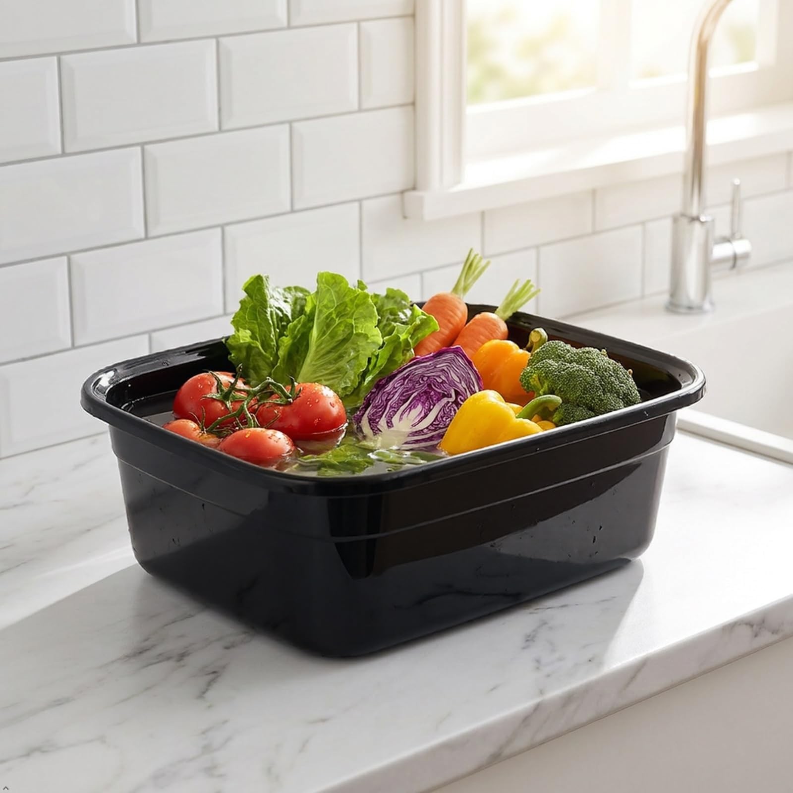 14 Quart Plastic Dish Pans, Black Wash Basin, Black
