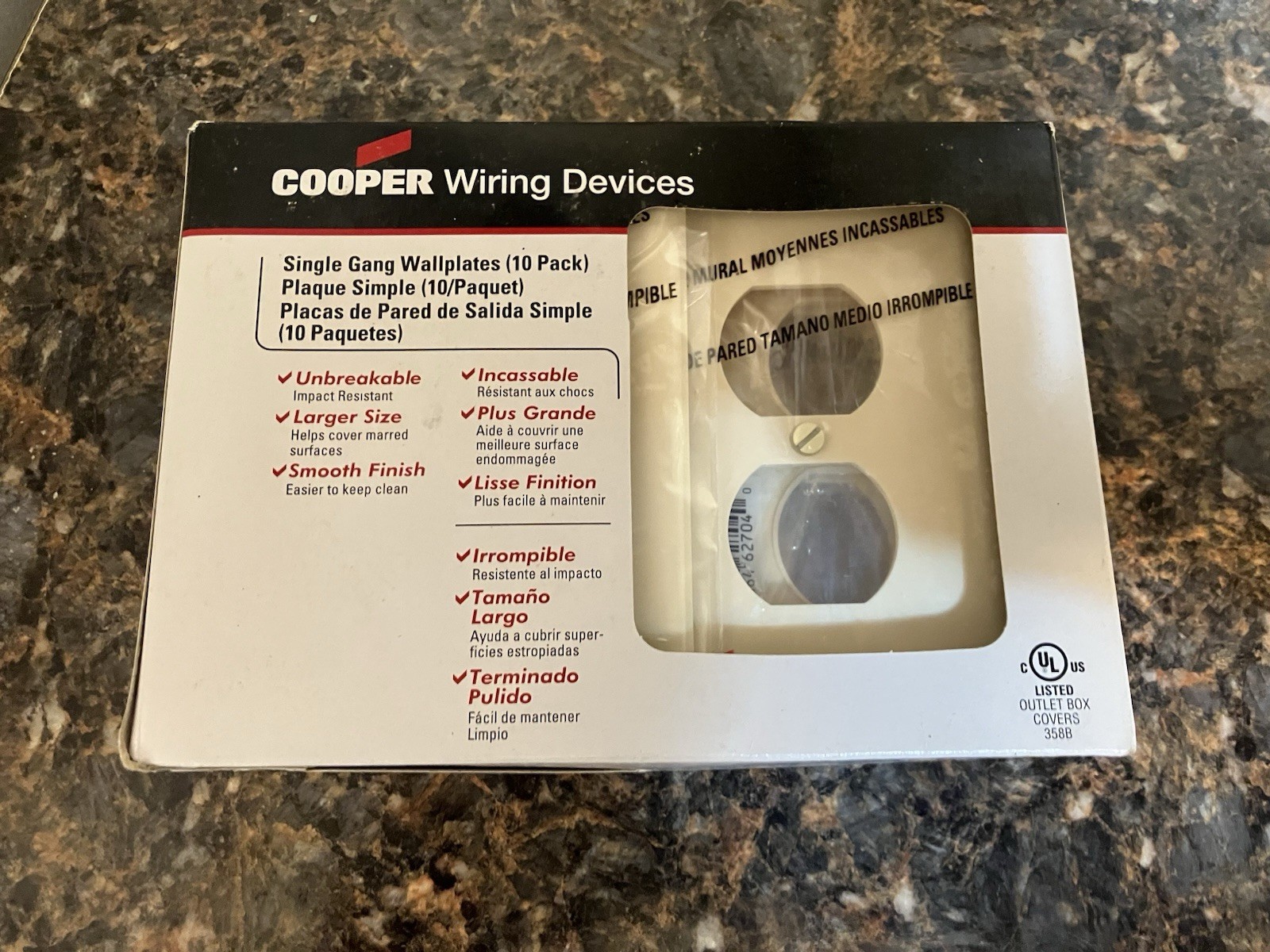 Cooper PJ8V, Ivory 1-Gang Mid-Size Toggle Switch Nylon Wallplates 10 Pcs