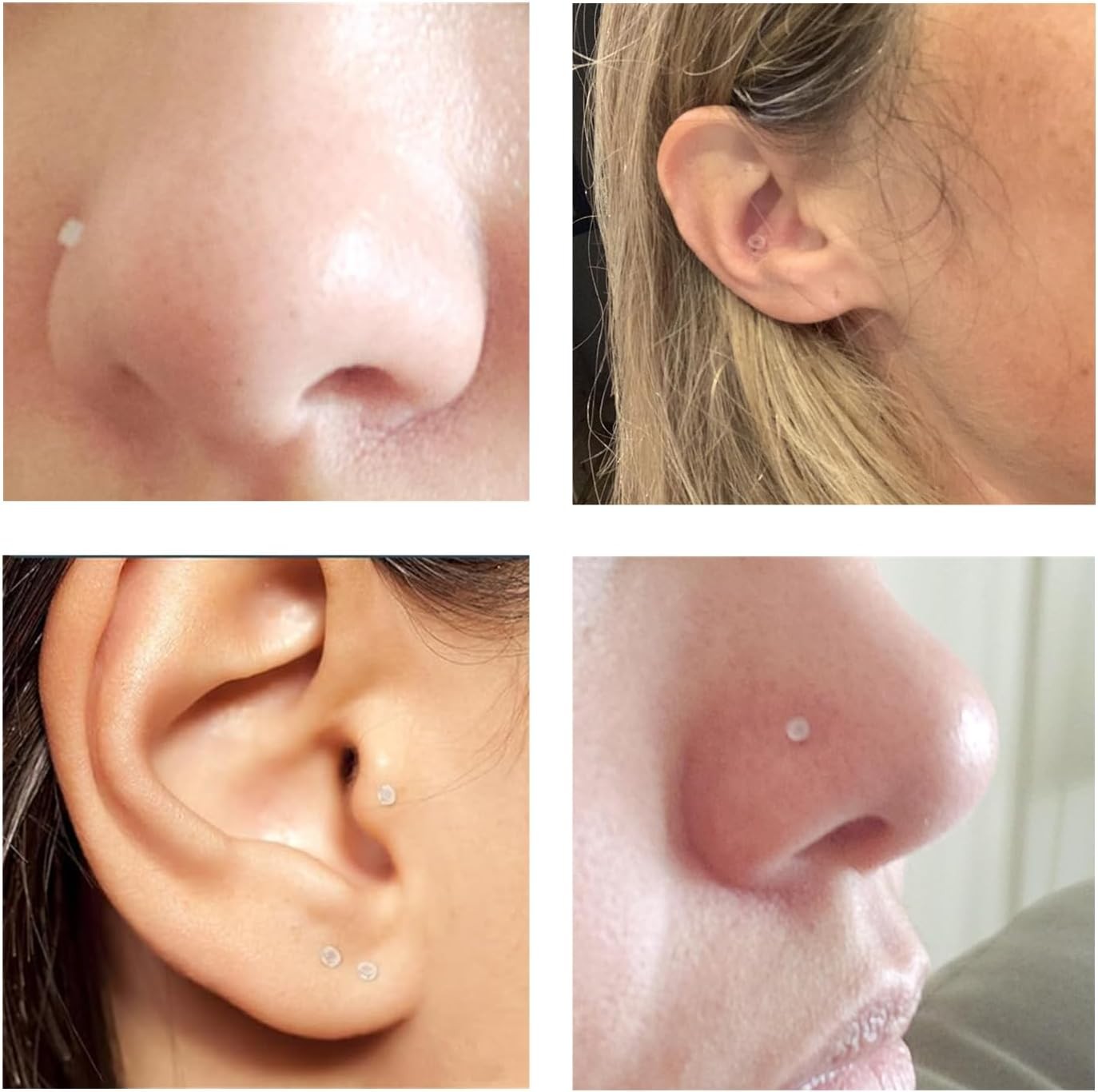 Clear Nose Ring Bioflex Rings Studs L Shaped Corkscrew Body...