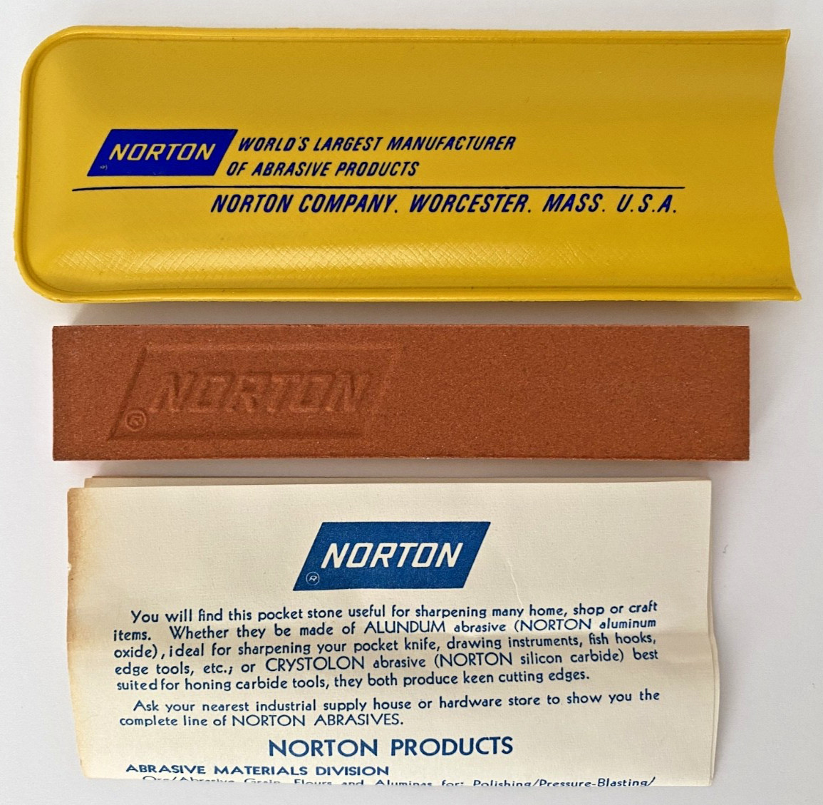 Vintage Norton Pocket Stone 4" New Old Stock USA
