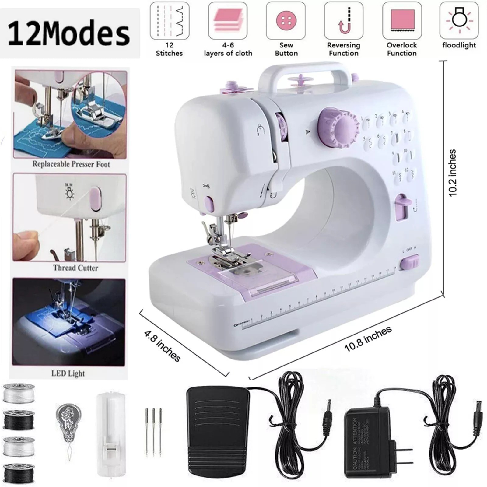 Portable Electric Sewing Machine Crafting Mending Machine 12 Built-In Stitches