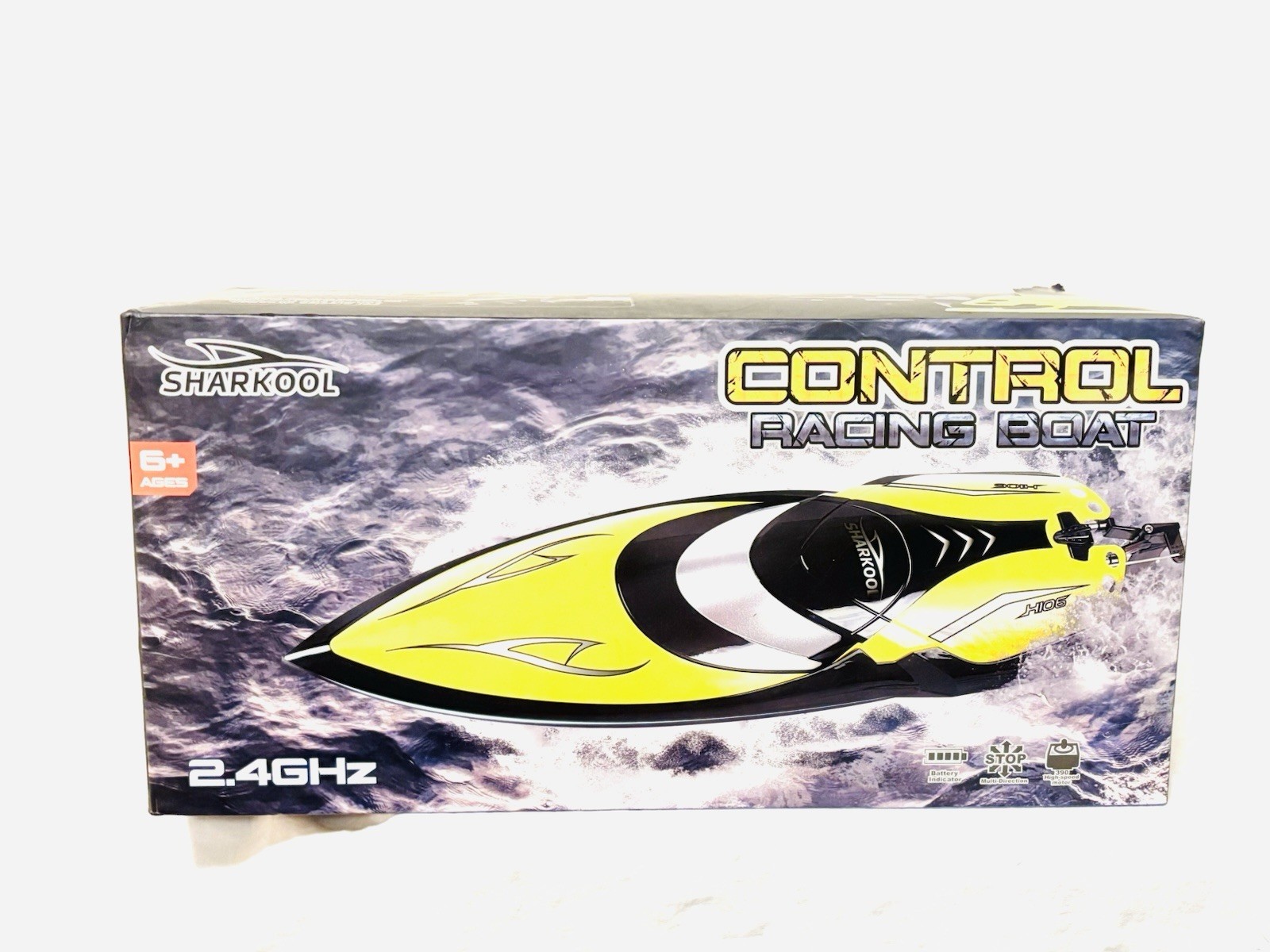 Sharkool H106 Yellow 2.4GHz Brushless Racing Boat With Remote Control Open Box