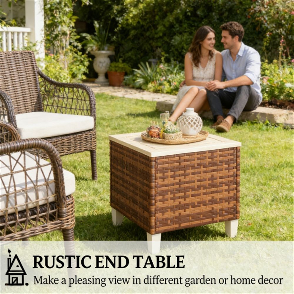 Outdoor side table terrace table garden table coffee table brown table only