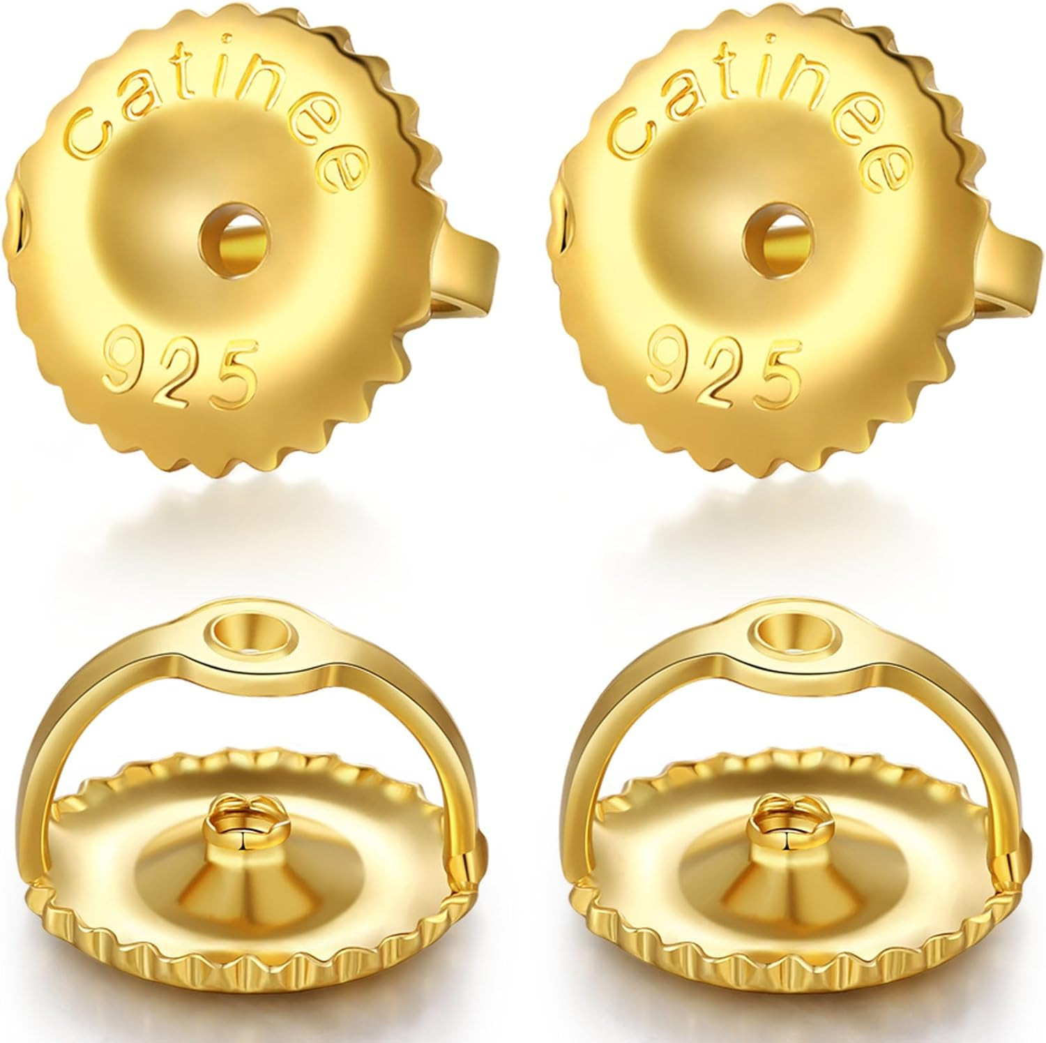 2Pairs Gold Screw Earring Backs Replacements,14K Gold Plated 925