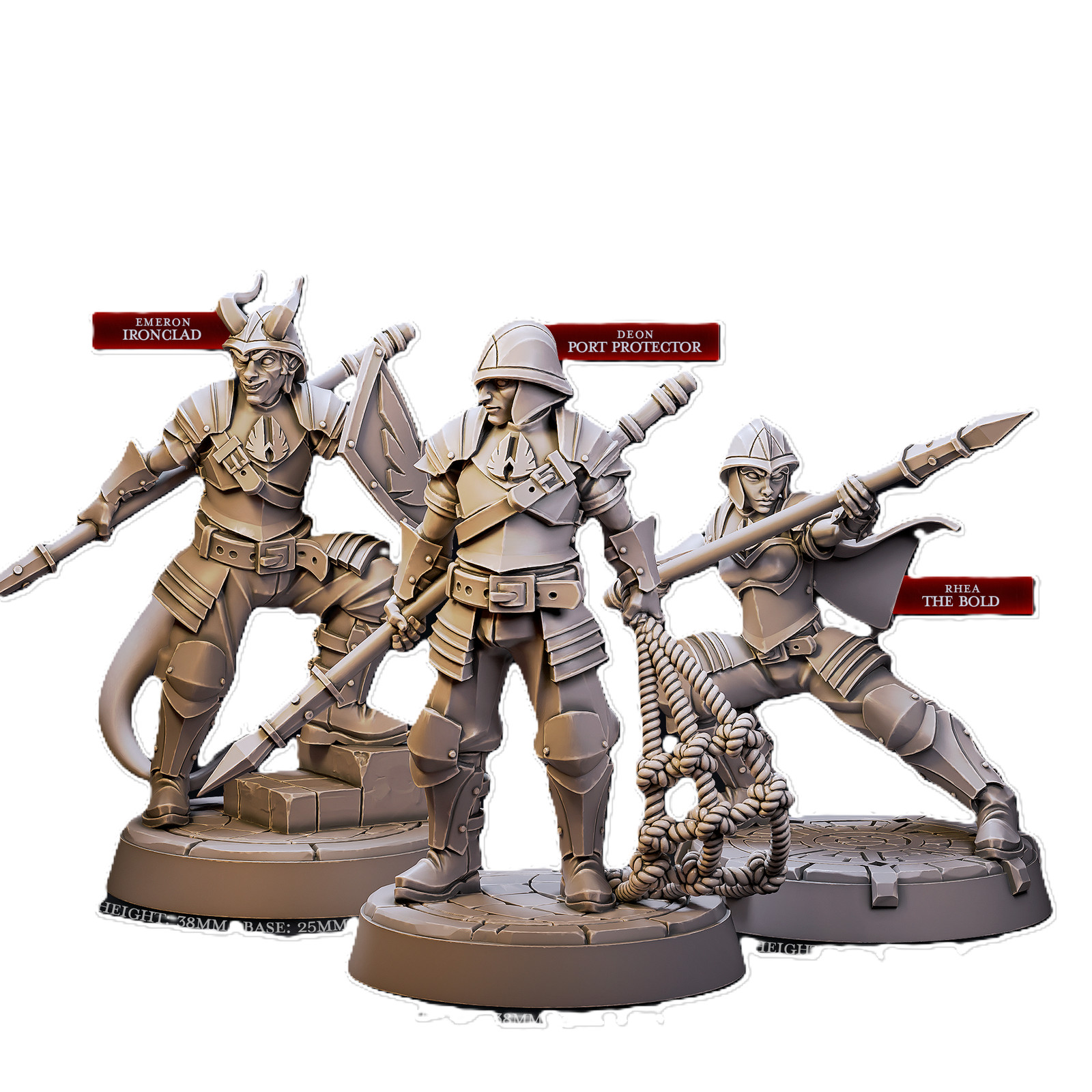 CastnPlay #874 Guards Patrol (3 Miniatures) - No Base - 32mm