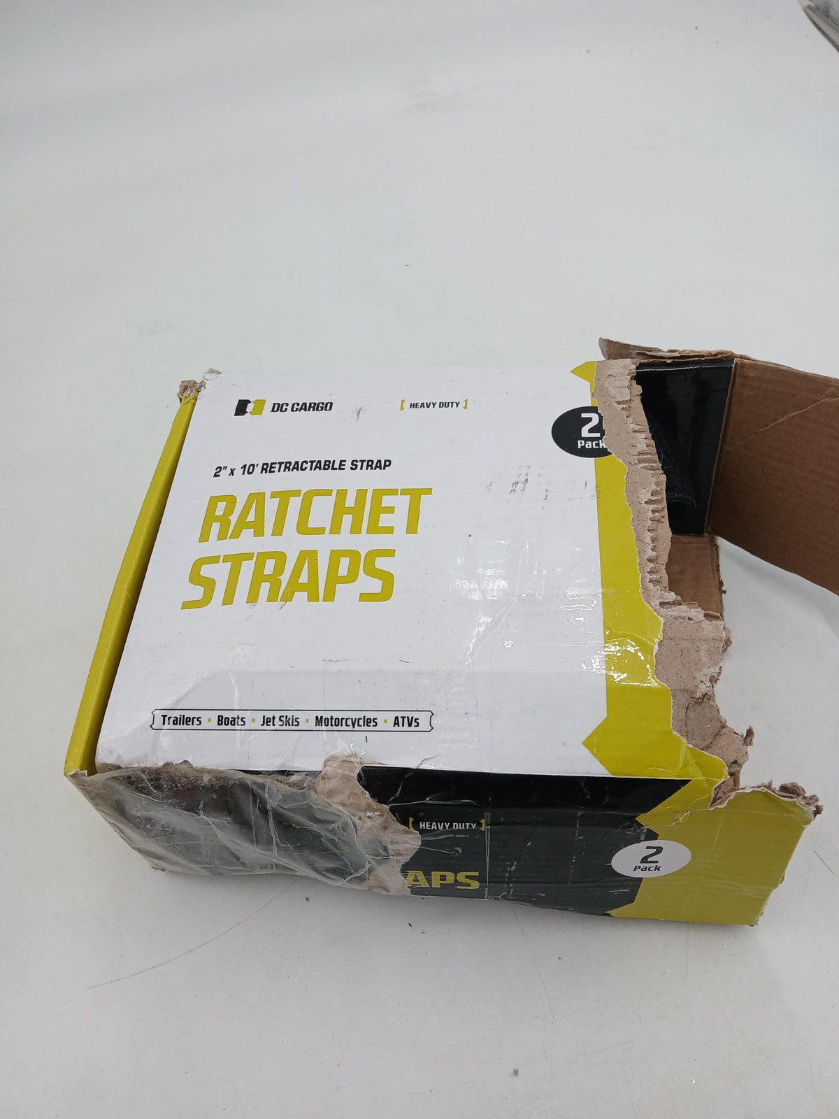 DC Cargo Retractable Ratchet Tie Down Straps 2x10ft S Hook Black 3300lb 2 Pack