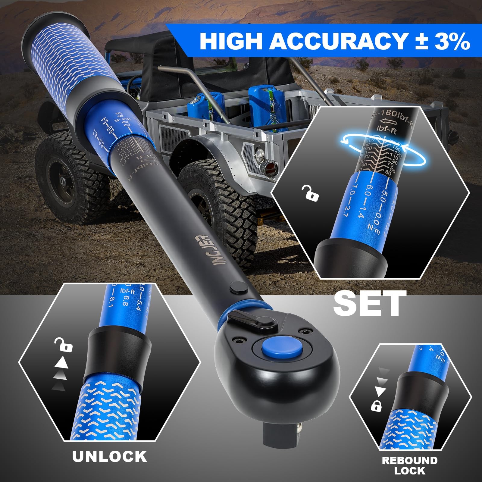 UPGRADE 1/2" Drive Click Torque Wrench,10180ft.lb,DualDirection Adjustable 72...