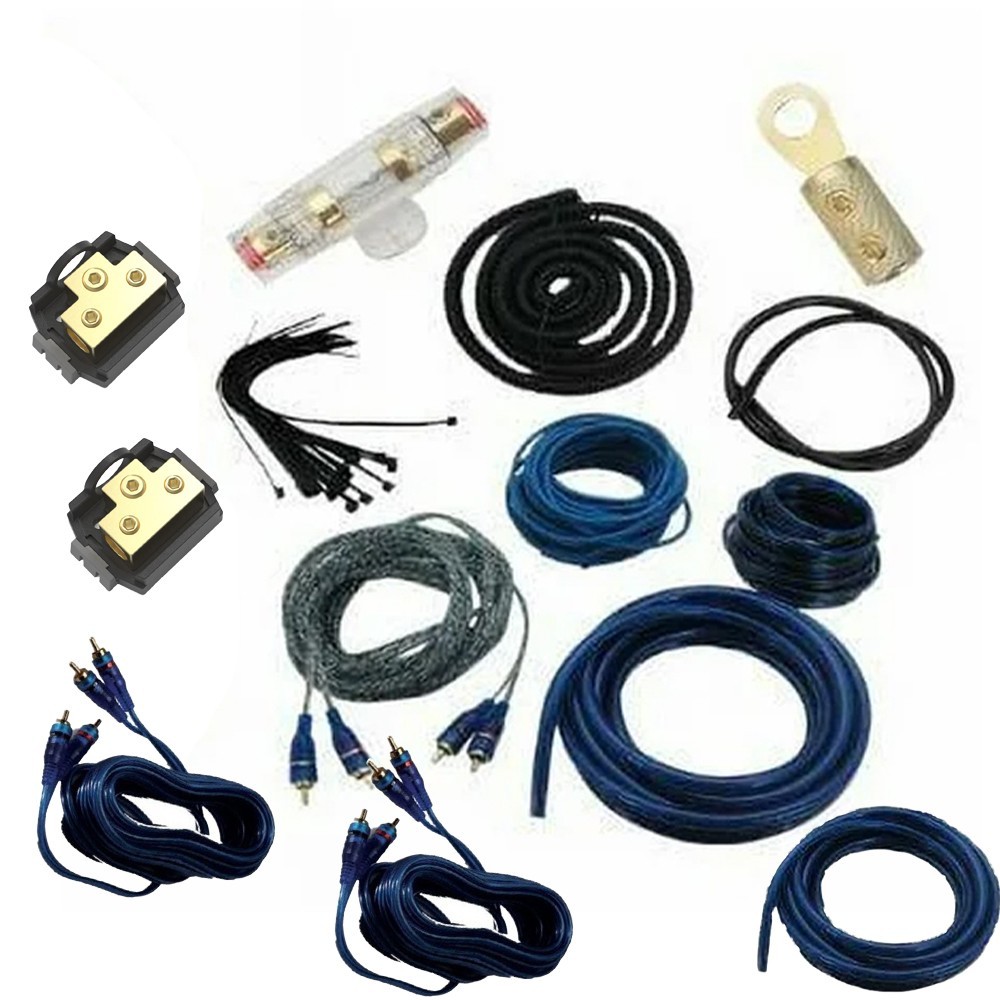 4 Gauge Car Audio Dual (2) Amplifiers Wiring Hookup Wiring Installation Kit