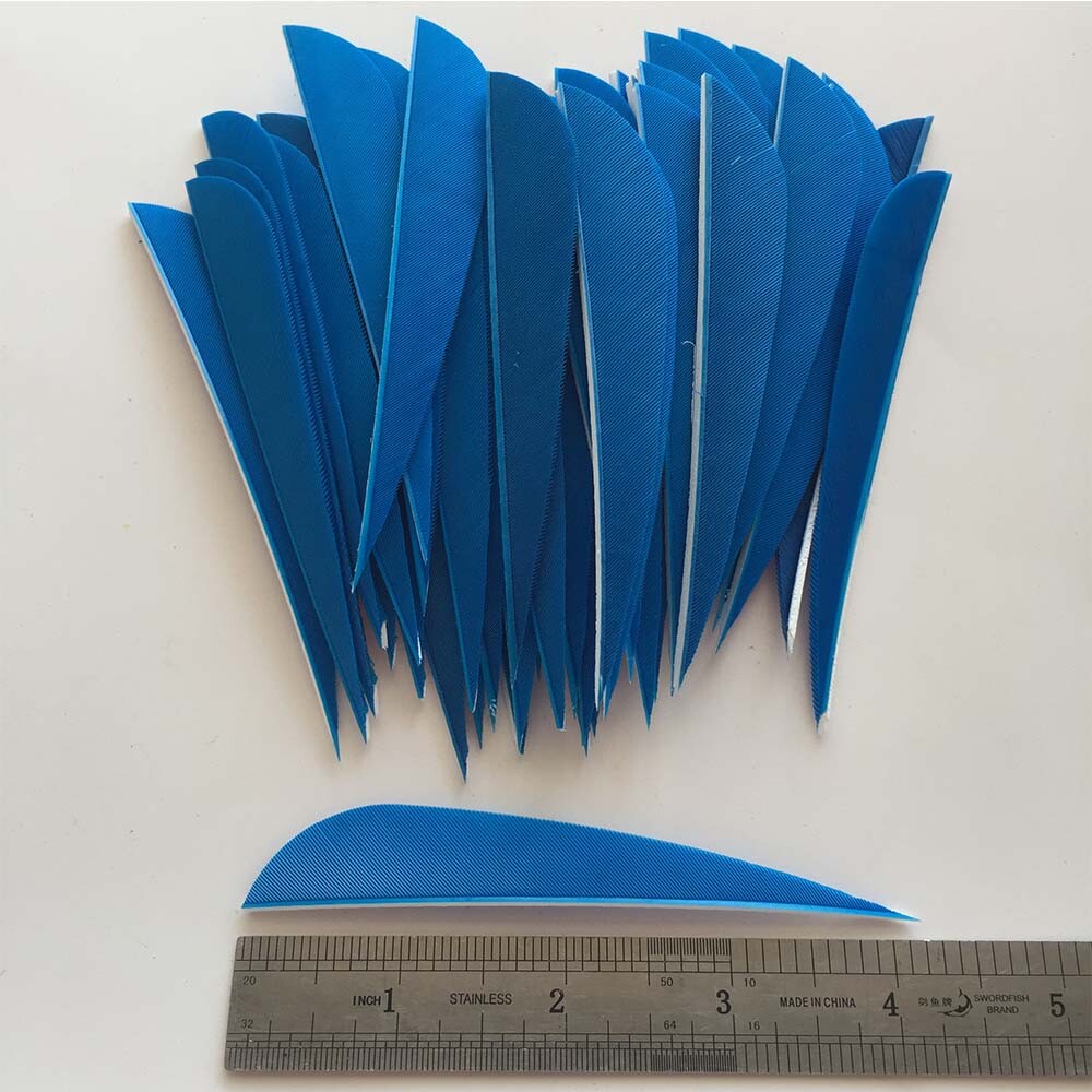50PCS 4 inch Sky Blue Parabolic Vanes Fletches Feather Fletching RW LW