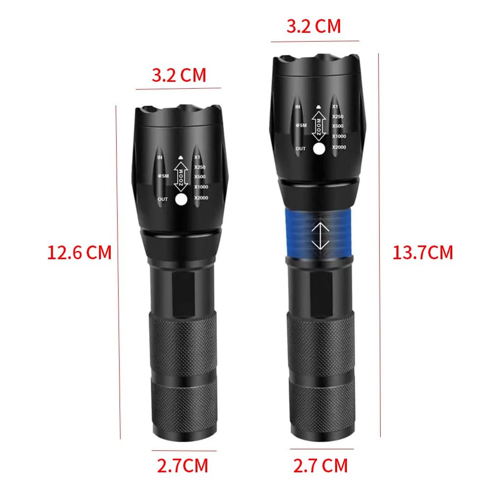 4~in~1 Rechargeable LED Flashlight Red Green Blue White, 4 Modes