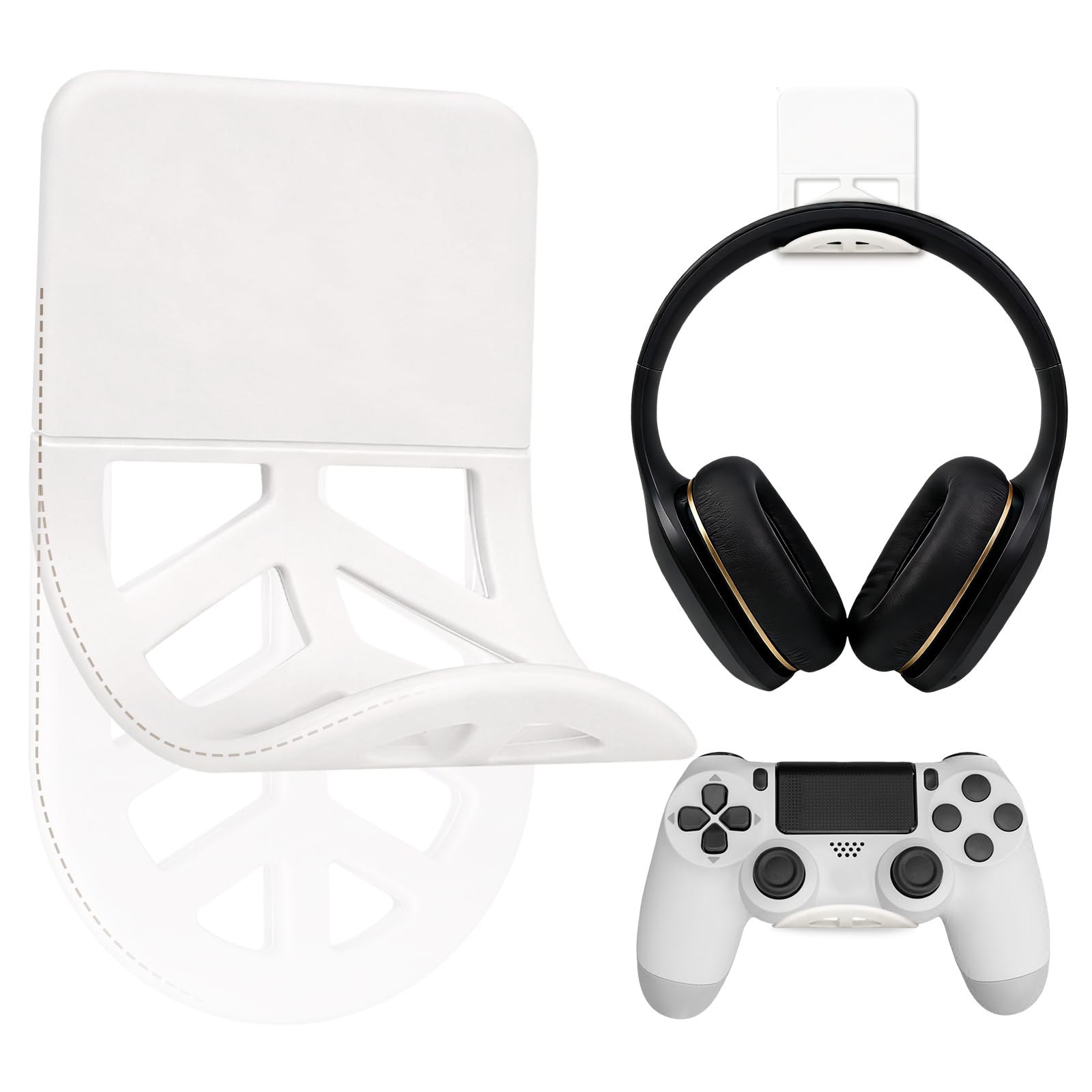 Wall Mount Headphone Stand, 2-in-1 Bendable Silicone Controller Holder, Adhes...