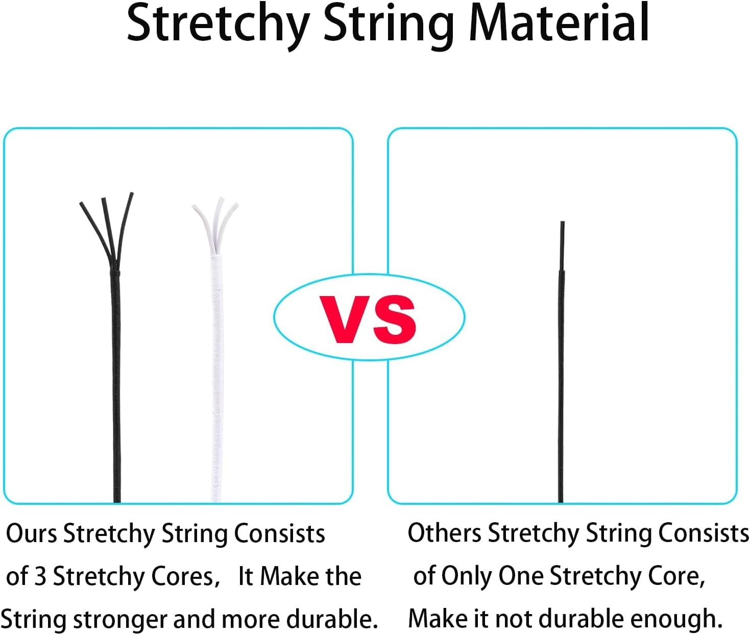 Stretchy String for Bracelets, 3 Rolls 1 Mm 495 Feet Sturdy Elastic String Cord