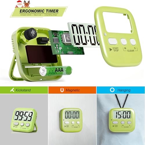 2 Pack Digital Timer for Kids, Magnetic Countdown Kitchen Timers Macaron Color