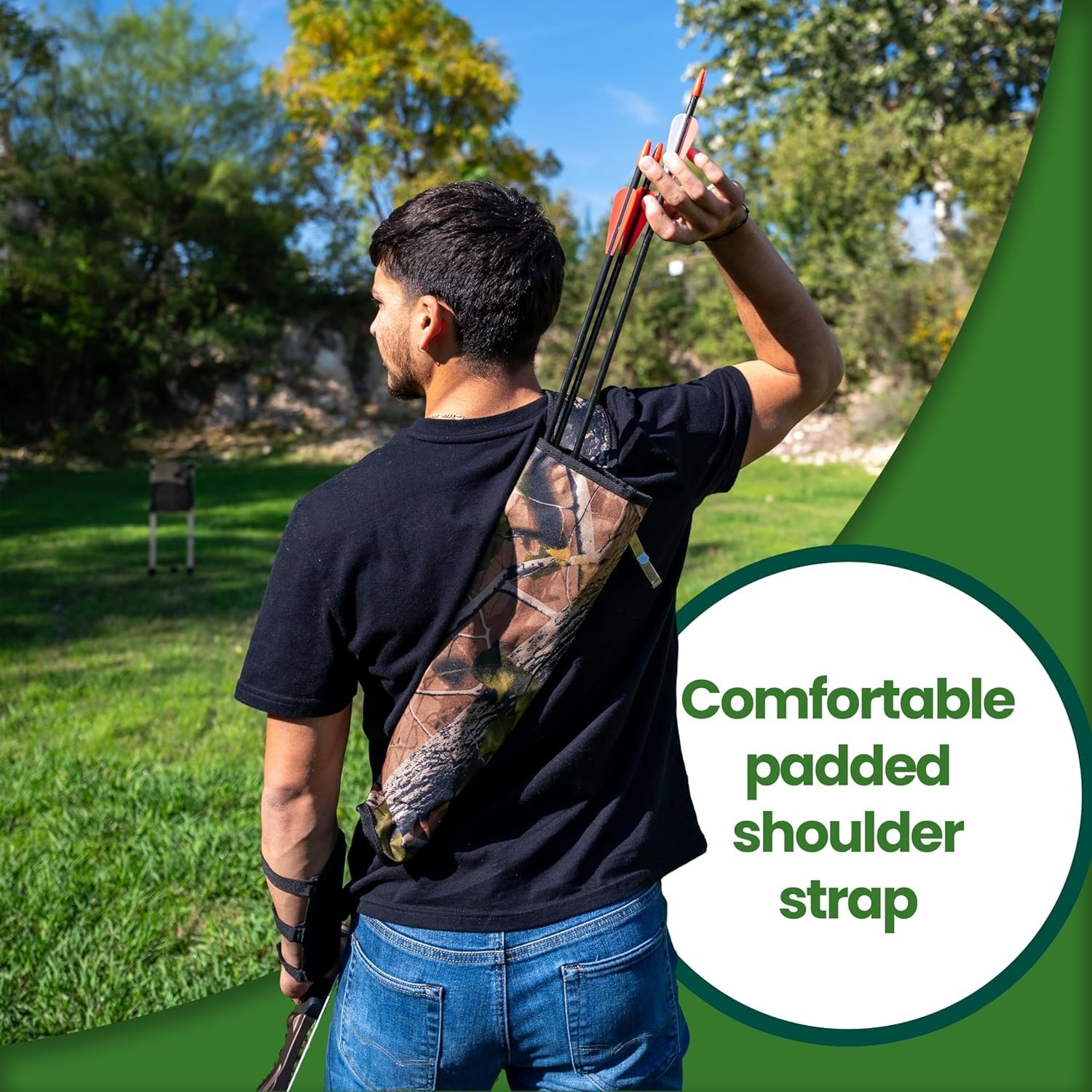 Adjustable Archery Arrow Quiver Holder - Camo Shoulder Strap