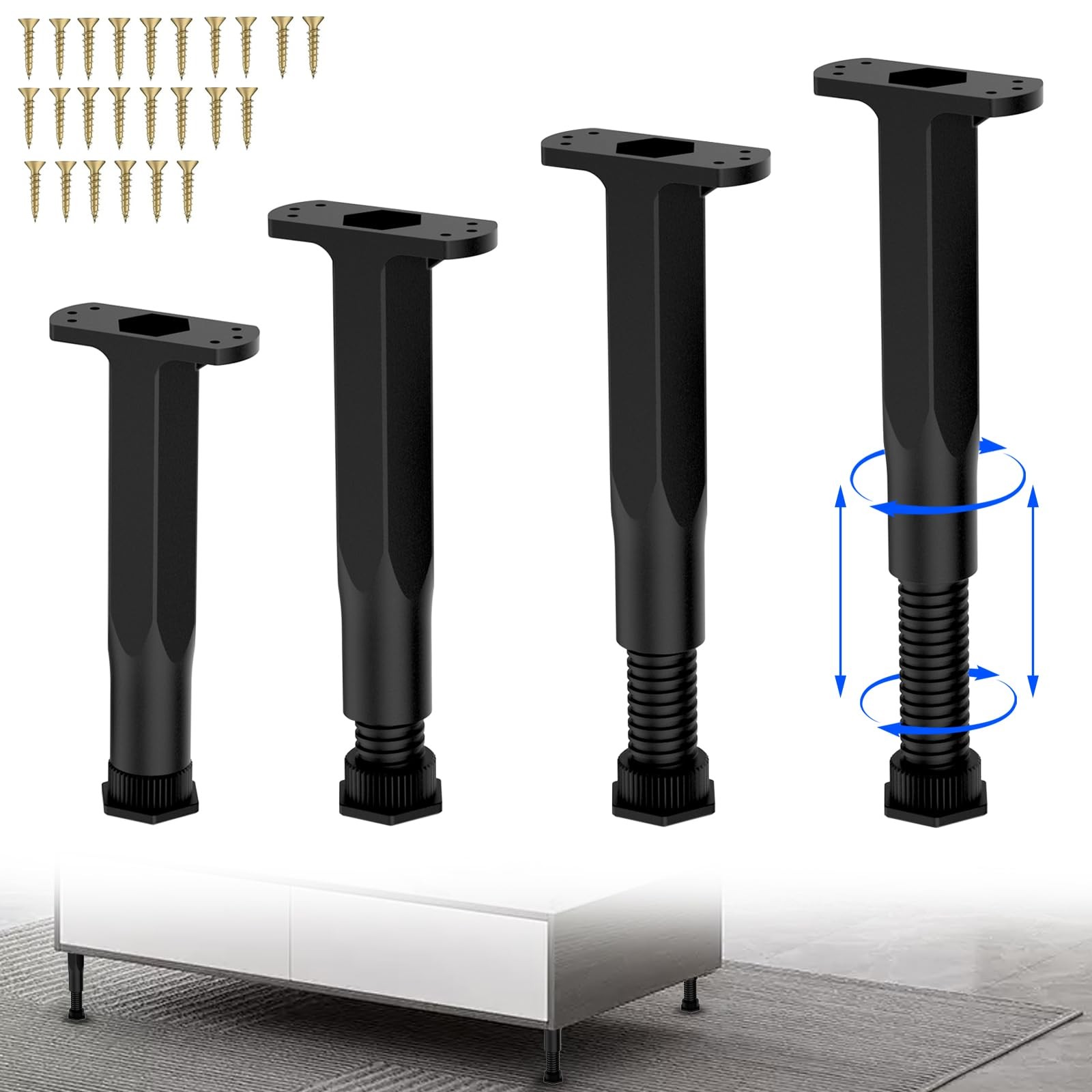 4 PCS Adjustable Height 8.314.5 Inch Center Bed Slat Support Legs Furniture