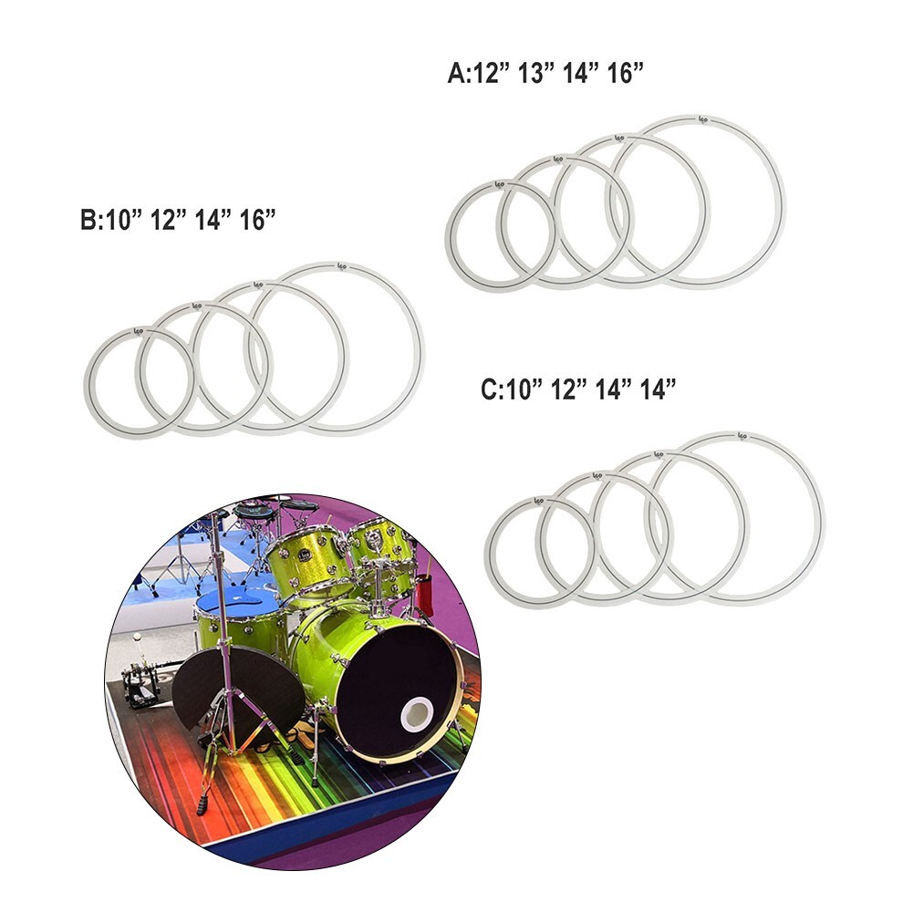 Drum Set Tone Control Rings 4 Pack Muffler for 10 12 14 16 inch Percussion
