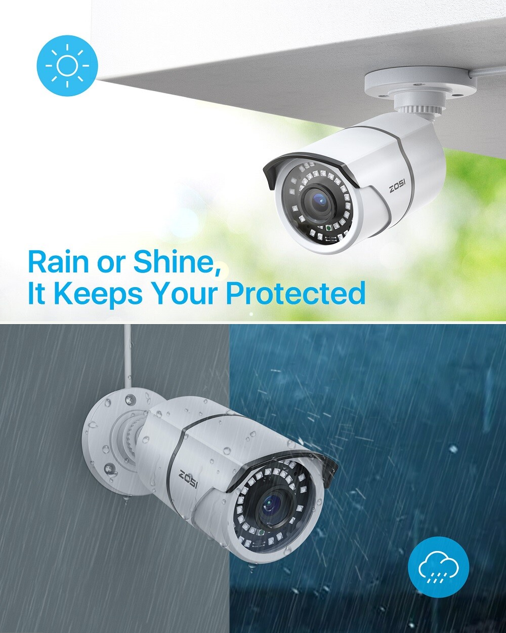 ZOSI 16CH H.265+1080P Home Security Camera System 5MP Lite DVR Instant Alert IR