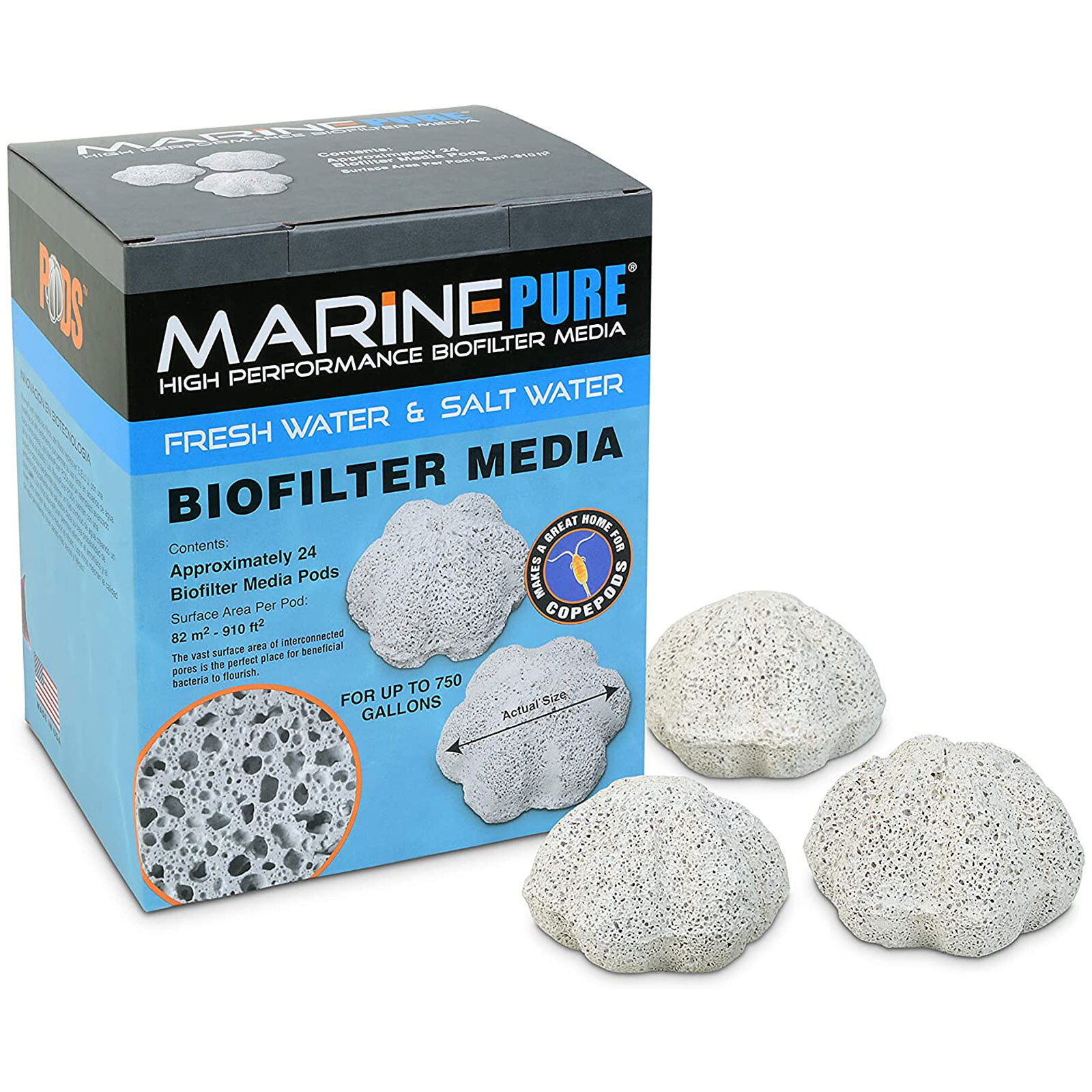 MarinePure PODS 24 Count High Performance Biofilter Media Marine Pure Filter Pod