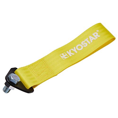 Universal Racing Tow Strap for Front or Rear Bumper Towing Hooks (Yellow)