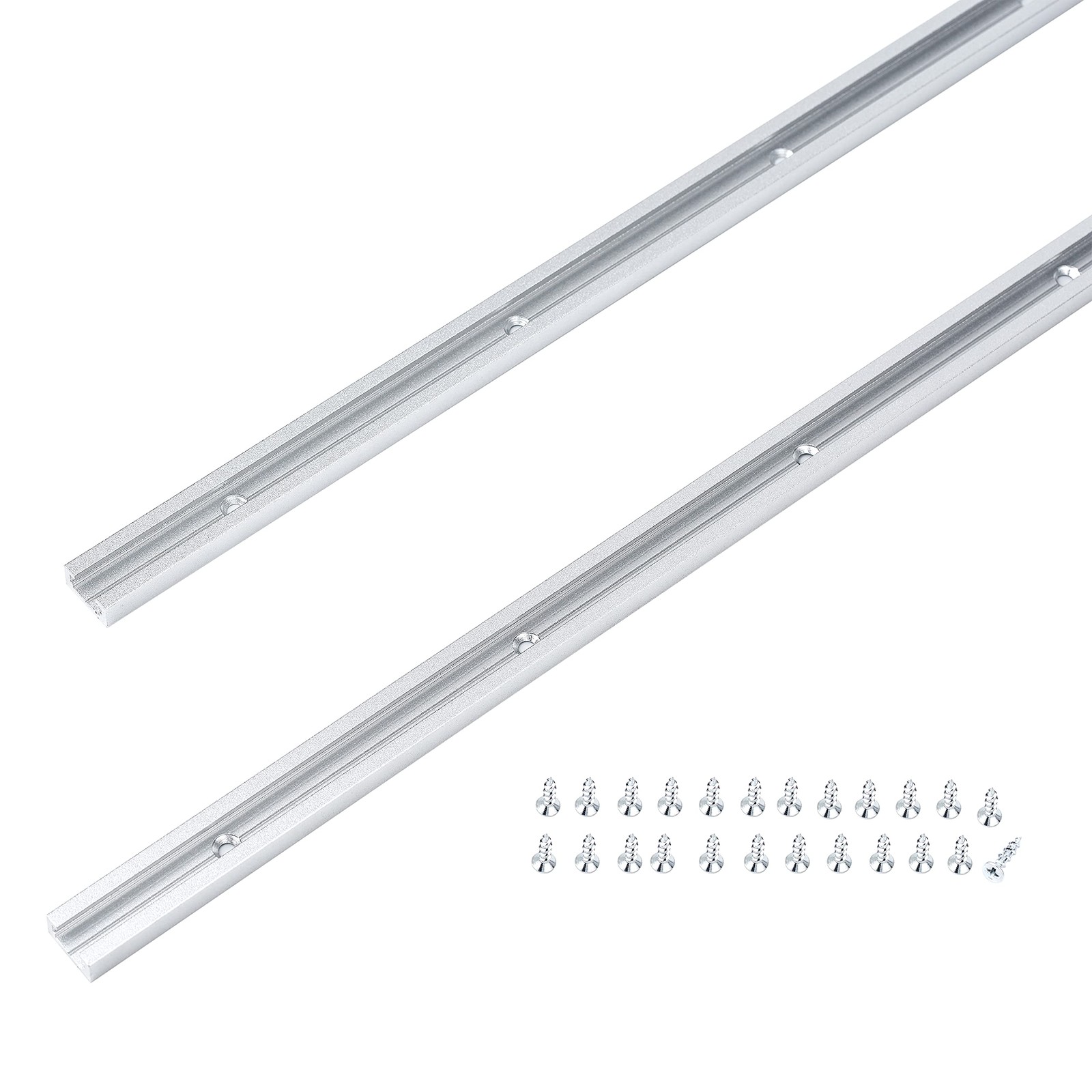 2 PCS 48 Inch T Track With Wood Screws DoubleCut Aluminum Profile Silver