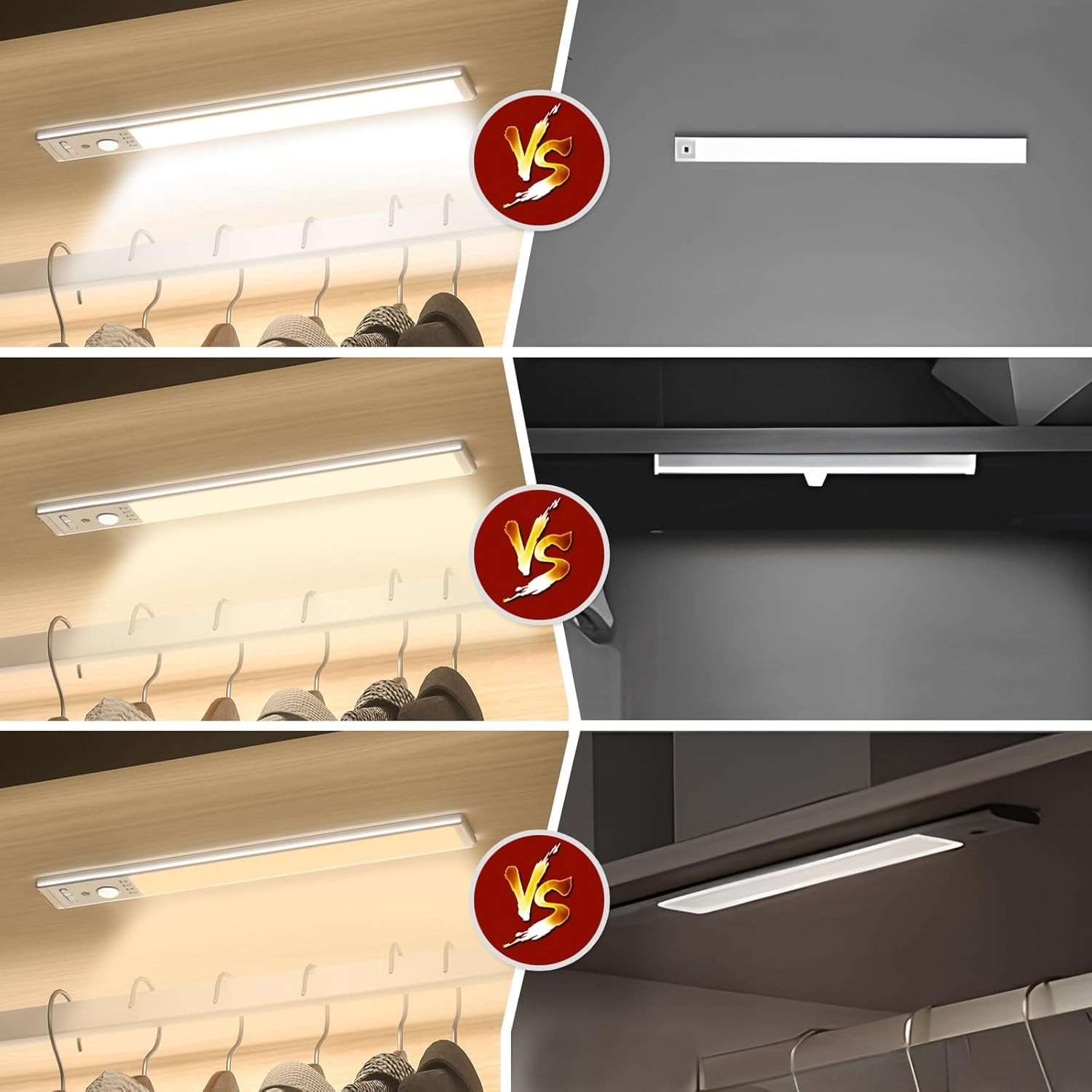 Under Cabinet Lighting, 2Pack Motion Sensor Light Indoor with 3 Color Temps, Rec