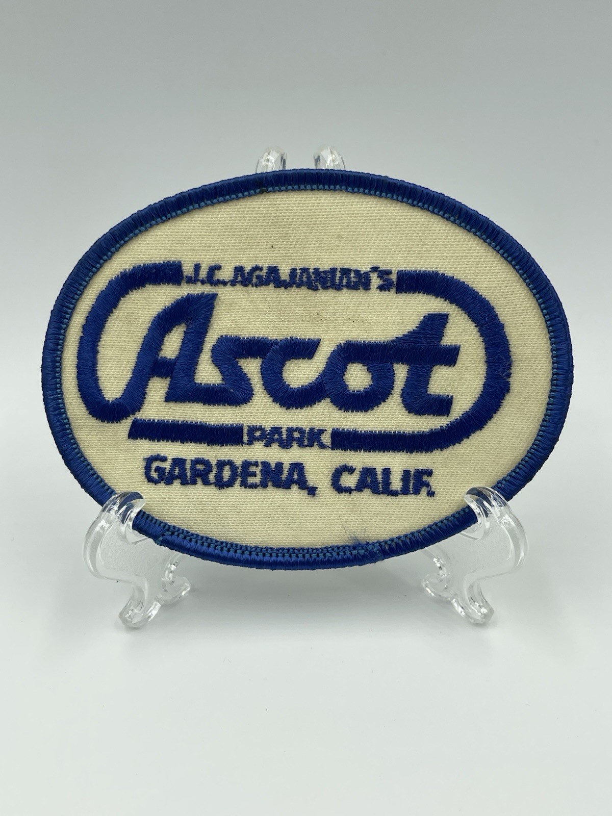 Vintage J.C. Agajanian's Ascot Park in Gardena, California Embroidered Patch 4”