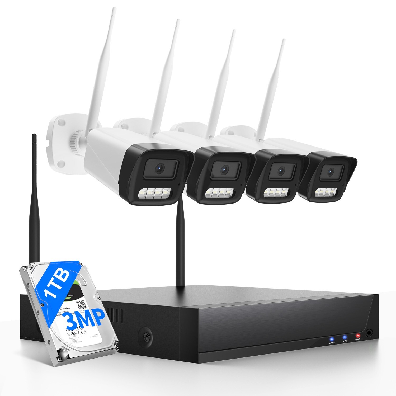 HD 3MP Security Camera System 1TB HDD NVR Indoor Outdoor WIFI CCTV Audio NVRkit